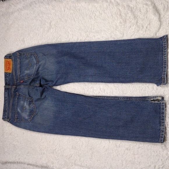 Levi's 559 Blue Medium Wash Five Pocket Mid Rise Zip Up Straight Leg Denim Jean - Picture 10 of 16